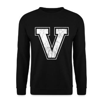 Lettre V - Sweat-shirt Unisexe - noir - Devant - Alina (178cm) & Michal (187cm)