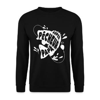 Papa pêcheur humour pêche cadeau fête des pères - Sweat-shirt Unisexe - noir - Devant - Alina (178cm) & Michal (187cm)