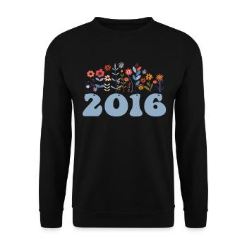 2016 Motif floral 2016 Floral thème Fleurs 2016 - Sweat-shirt Unisexe - noir - Devant - Alina (178cm) & Michal (187cm)