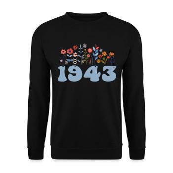 1943 Floral Pattern 1943 Floral Theme Flowers 1943 - Unisex Sweatshirt - black - Front - Alina (178cm) & Michal (187cm)