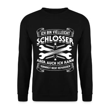 Ich bin Schlosser! Mechaniker Schraubenschlüssel - Unisex Pullover - Schwarz - Vorne - Alina (178cm) & Michal (187cm)