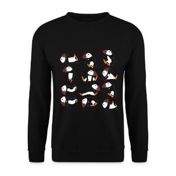 Puffins doing Yoga pillow yoga mat crow Gift - Unisex Pullover - Schwarz - Vorne - Alina (178cm) & Michal (187cm)