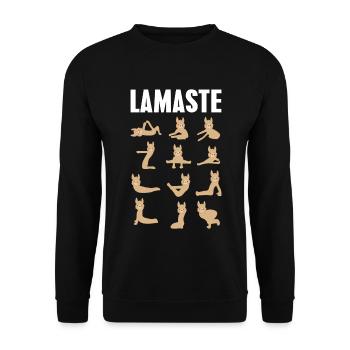 Lamaste Lamas doing Yoga - yoga mat yoga Gift - Unisex Pullover - Schwarz - Vorne - Alina (178cm) & Michal (187cm)