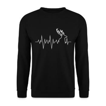 Jäger Herzschlag Hirsch - Jagdverein Hirschgeweih - Unisex Sweatshirt - black - Front - Alina (178cm) & Michal (187cm)