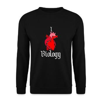 I love Biology! Heart Biology Teacher Biology Gift - Unisex Pullover - Schwarz - Vorne - Alina (178cm) & Michal (187cm)