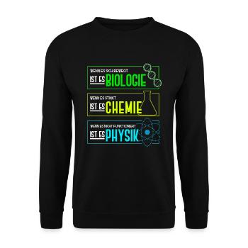 Biologie - Chimie - Physique Professeur de sciences - Sweat-shirt Unisexe - noir - Devant - Alina (178cm) & Michal (187cm)