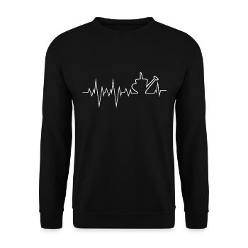 Gardener's heartbeat garden gardening watering can - Unisex Sweatshirt - black - Front - Alina (178cm) & Michal (187cm)
