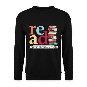 READ Books - Brainfood Reading Library Gift - Sweat-shirt Unisexe - noir - Devant - Alina (178cm) & Michal (187cm)
