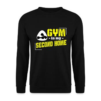 Gym is my Second Home Fitness Sportsmen Body Gift - Unisex Pullover - Schwarz - Vorne - Alina (178cm) & Michal (187cm)