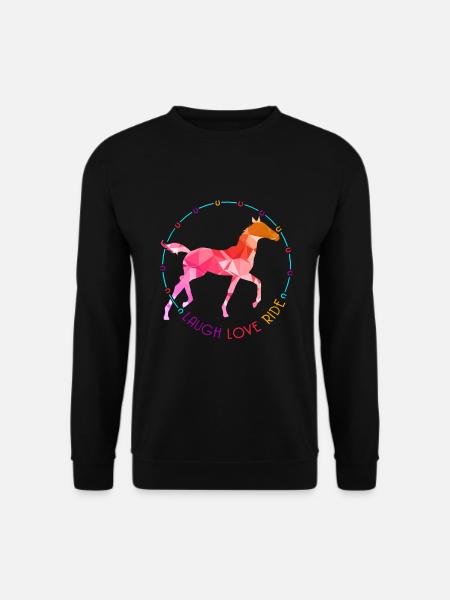 Laugh Love Ride Horse Riding Animal Lover Gift - Unisex Pullover - Schwarz