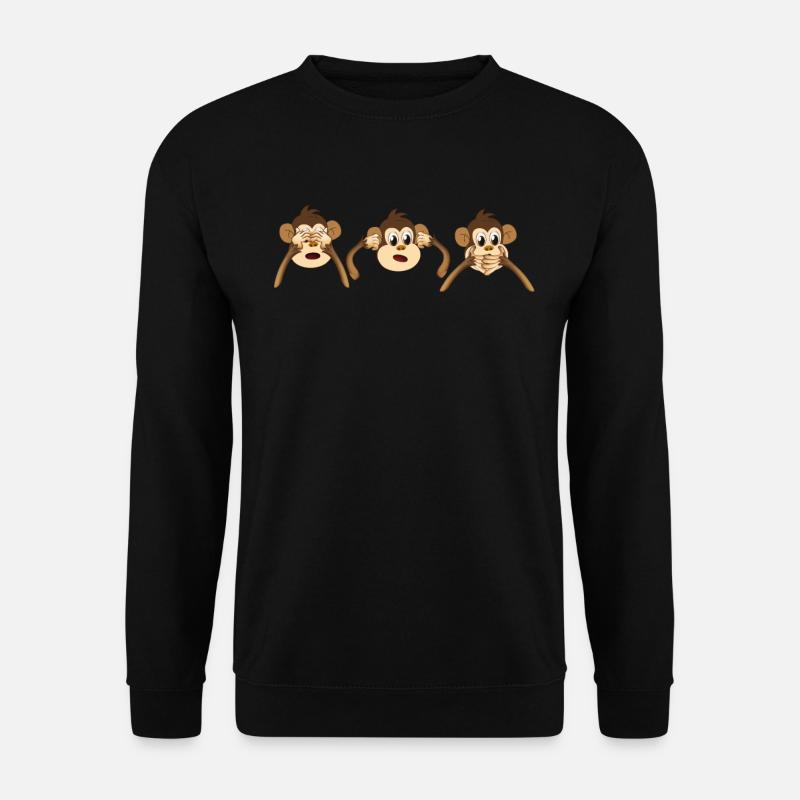 Don tSeeDon tHearDon tSpeakMonkey Monkey ger - Unisex Pullover - Schwarz