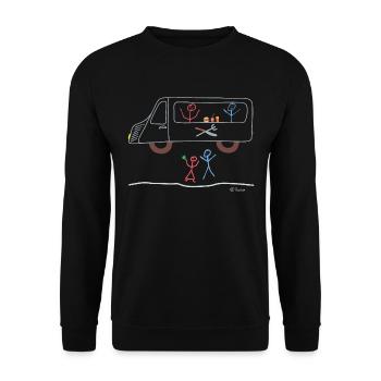 Foodtruck Strichmännchen, Koch, Essen Beruf Hobby - Unisex Pullover - Schwarz - Vorne - Alina (178cm) & Michal (187cm)