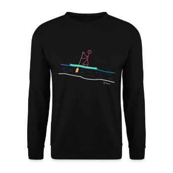 Standup paddle stick figure, woman water floating - Unisex Sweatshirt - black - Front - Alina (178cm) & Michal (187cm)
