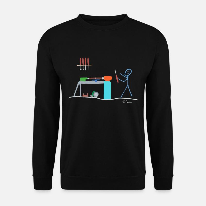 Drechseln Strichmännchen, Holz Handwerk Arbeit Job - Unisex Pullover - Schwarz