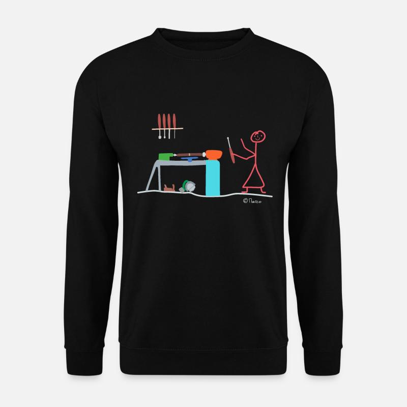 Drechsel Strichmännchen, Handwerk Hobby Frau Job - Unisex Pullover - Schwarz