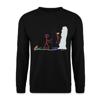 Climbing wall stick figure free climbing sport woman - Unisex Sweatshirt - black - Front - Alina (178cm) & Michal (187cm)