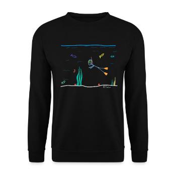 Schnorchel Strichmännchen, Sport tauchen Wasser - Unisex Pullover - Schwarz - Vorne - Alina (178cm) & Michal (187cm)