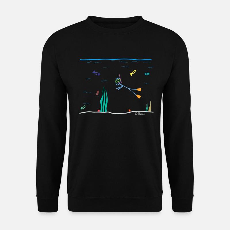 Schnorchel Strichmännchen, Sport tauchen Wasser - Unisex Pullover - Schwarz