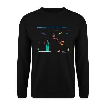 Plongeur, figure, femme, snorkeling, mer, travail - Sweat-shirt Unisexe - noir - Devant - Alina (178cm) & Michal (187cm)