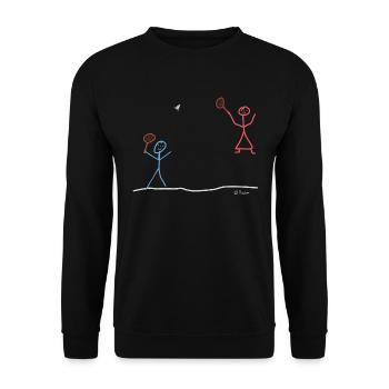 Badminton stick figure playing badminton sport - Unisex Sweatshirt - black - Front - Alina (178cm) & Michal (187cm)