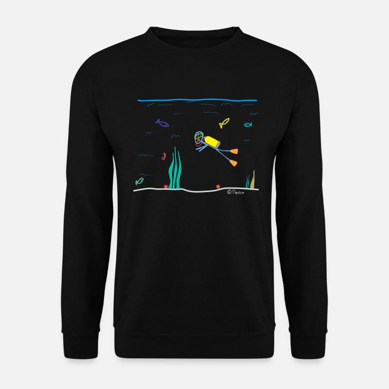Taucher Strichmännchen, Gerätetauchen Sauerstoff - Unisex Pullover - Schwarz