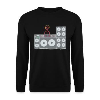 Dj Strichmännchen, Frau Discjockey Arbeit Musik - Unisex Pullover - Schwarz - Vorne - Alina (178cm) & Michal (187cm)