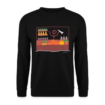 Markt Strichmännchen, Verkäufer Händler Beruf Frau - Unisex Pullover - Schwarz - Vorne - Alina (178cm) & Michal (187cm)