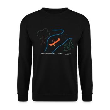 Whitewater stick figure, woman rafting canoeing sport - Unisex Sweatshirt - black - Front - Alina (178cm) & Michal (187cm)