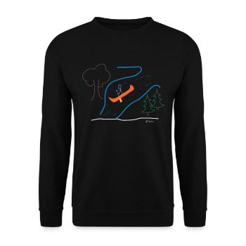 Wildwasser Strichmännchen, Rafting Kajak Sport - Unisex Pullover - Schwarz - Vorne - Alina (178cm) & Michal (187cm)