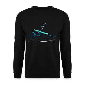 Surfing stick figures, waves riding sport water - Unisex Sweatshirt - black - Front - Alina (178cm) & Michal (187cm)