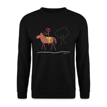 Rider stick figure, woman horse mare stallion - Unisex Sweatshirt - black - Front - Alina (178cm) & Michal (187cm)