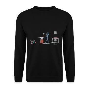 Blacksmith stick figure, metal craft work job - Unisex Sweatshirt - black - Front - Alina (178cm) & Michal (187cm)