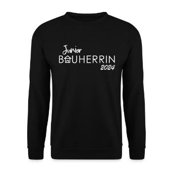 Junior Bauherrin 2024 Kind Hauskauf | Eigenheim - Unisex Pullover - Schwarz - Vorne - Alina (178cm) & Michal (187cm)