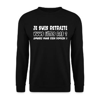 Retraite Homme Blague Homme Humour Retraité 2024 - Sweat-shirt Unisexe - noir - Devant - Alina (178cm) & Michal (187cm)