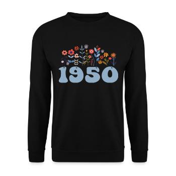 1950 Blumenmuster 1950 Blumen-thema Blumen 1950 - Unisex Pullover - Schwarz - Vorne - Alina (178cm) & Michal (187cm)