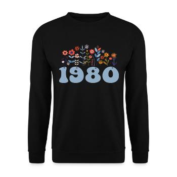 1980 Floral Pattern 1980 Floral Theme Flowers 1980 - Unisex Sweatshirt - black - Front - Alina (178cm) & Michal (187cm)