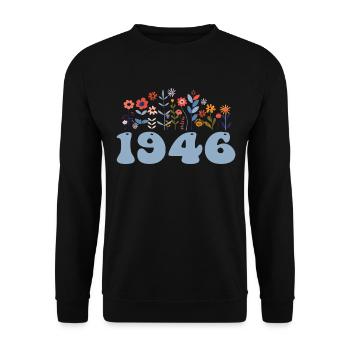 1946 Floral Pattern 1946 Floral Theme Flowers 1946 - Unisex Sweatshirt - black - Front - Alina (178cm) & Michal (187cm)