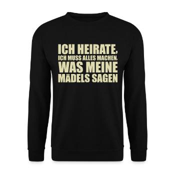 Junggesellenabschied Braut Polterabend Geschenk - Unisex Pullover - Schwarz - Vorne - Alina (178cm) & Michal (187cm)