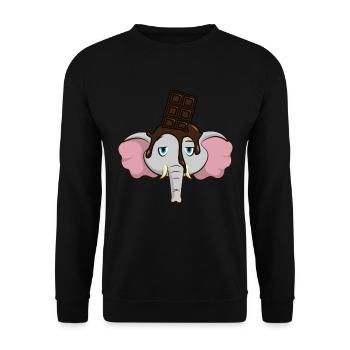 Éléphant drôle avec du chocolat sur la tête - Sweat-shirt Unisexe - noir - Devant - Alina (178cm) & Michal (187cm)