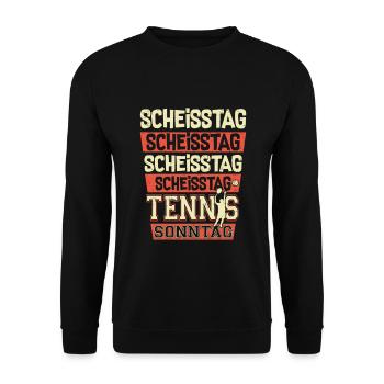 Scheisstag Tennis Sonntag - Tennisspieler Verein - Unisex Pullover - Schwarz - Vorne - Alina (178cm) & Michal (187cm)