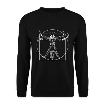 Vitruvianischer Koch - Da Vinci Kochen Geschenk - Unisex Pullover - Schwarz - Vorne - Alina (178cm) & Michal (187cm)
