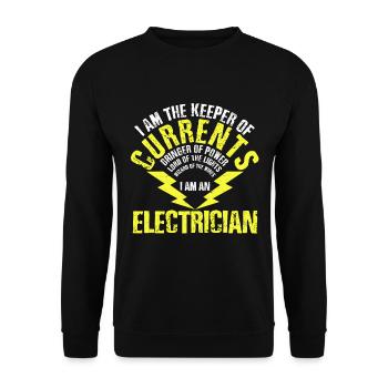 Elektriker - lustig Geschenk - Unisex Pullover - Schwarz - Vorne - Alina (178cm) & Michal (187cm)