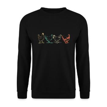 Poulet - cadeau de fermier Poulet volaille Vintage - Sweat-shirt Unisexe - noir - Devant - Alina (178cm) & Michal (187cm)
