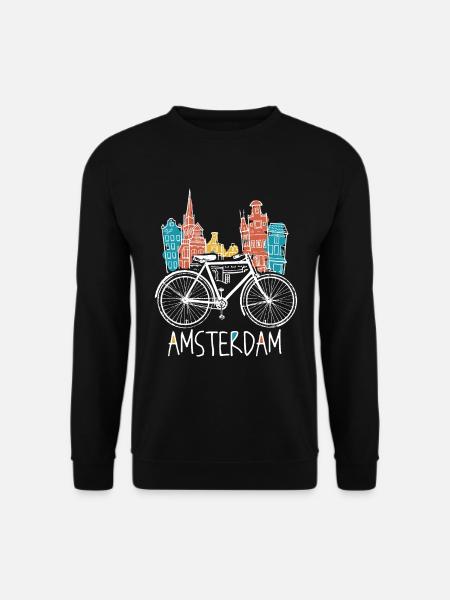 Amsterdam - Retro Netherlands Bicycle Gift - Unisex Sweatshirt - black
