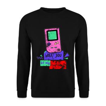 Game Boy 90s Konsole Vintage Retro Distressed - Unisex Pullover - Schwarz - Vorne - Alina (178cm) & Michal (187cm)