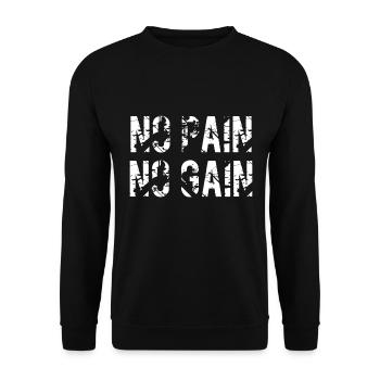 NO PAIN NO GAIN | Fitness Motiv | Schwarz - Unisex Pullover - Schwarz - Vorne - Alina (178cm) & Michal (187cm)
