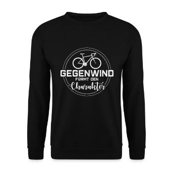 Gegenwind Formt Den Charakter - Fahrrad Rennrad - Unisex Pullover - Schwarz - Vorne - Alina (178cm) & Michal (187cm)