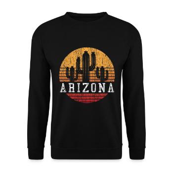 Arizona - Vintage Retro Cactus USA - Unisex Sweatshirt - black - Front - Alina (178cm) & Michal (187cm)