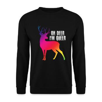 Oh Deer I'm Queer – LGBT Deer Gay Pride - Unisex Sweatshirt - black - Front - Alina (178cm) & Michal (187cm)