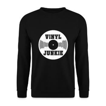 Vinyl Junkie - Disque Vinyle DJ Rétro Cadeau - Sweat-shirt Unisexe - noir - Devant - Alina (178cm) & Michal (187cm)
